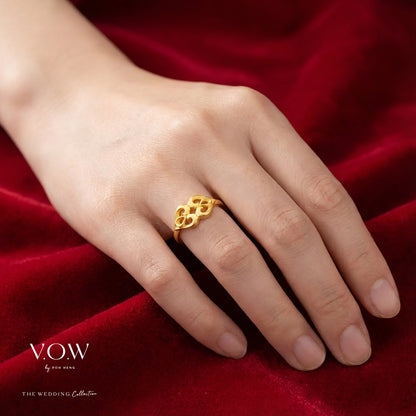 Double Phoenix ring in 24K yellow gold with a contemporary design symbolizing compassion and trust. Perfect for special occasions.