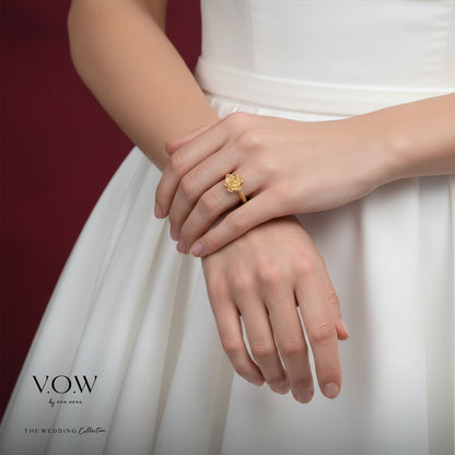 24K Yellow Gold Rose Ring with a floral design, perfect for symbolizing love and romance. Ideal for special occasions.