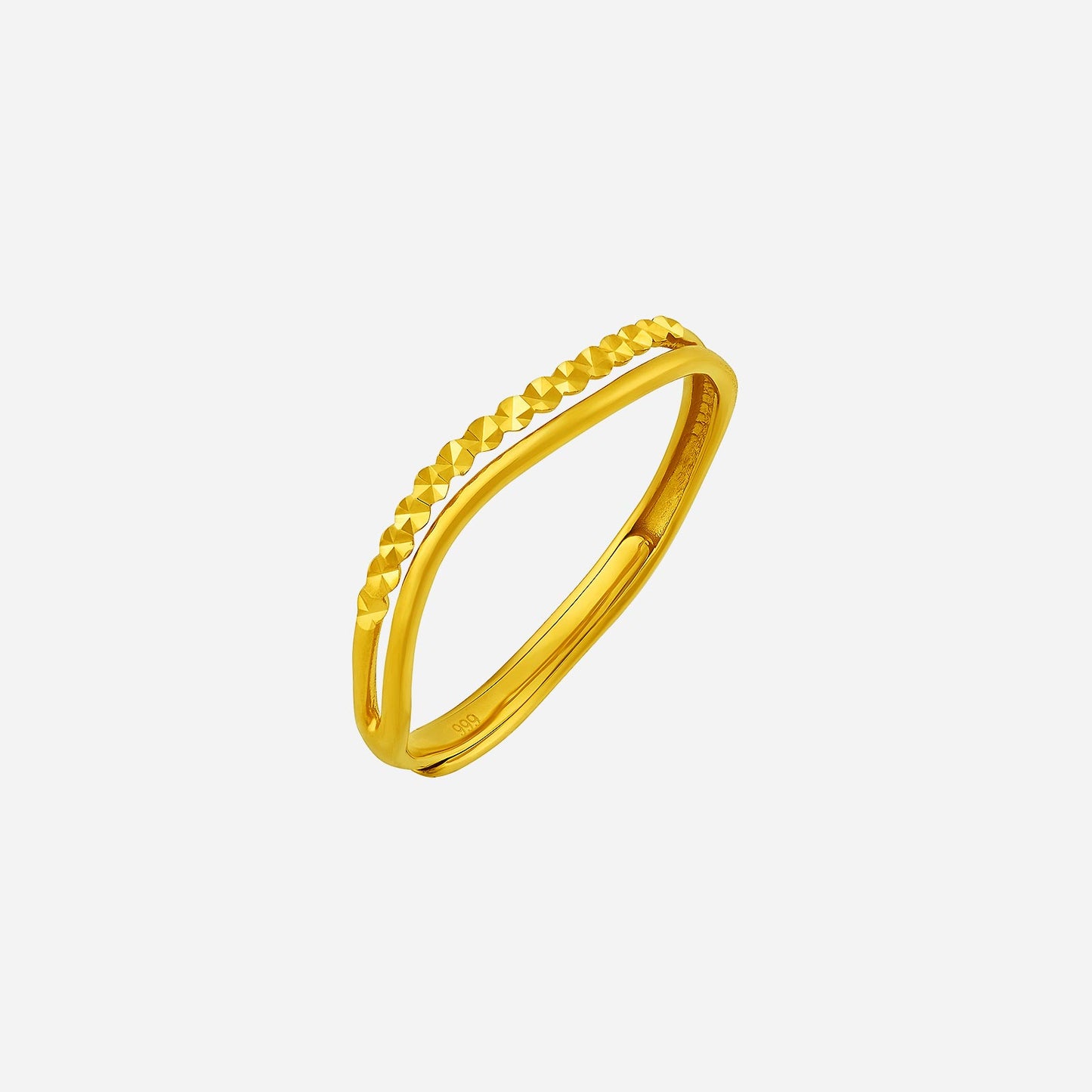 wave ring in yellow gold (a999style0900a)