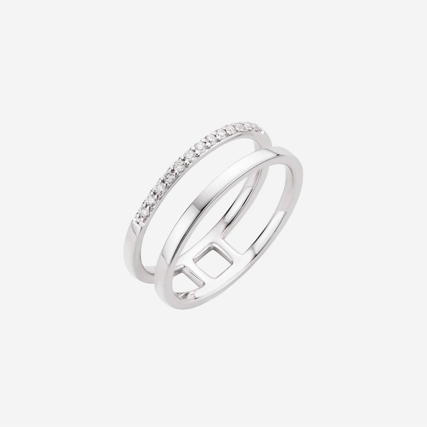 double band diamond ring in white gold (adiafreestyle0572a)