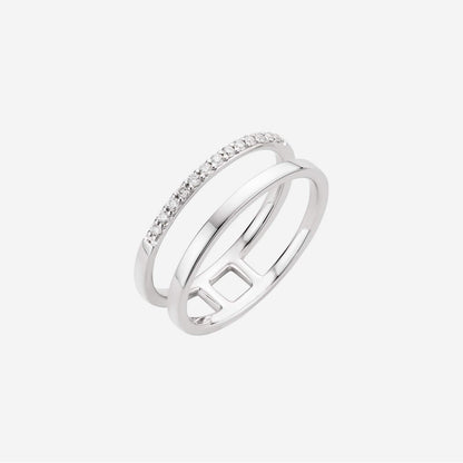 Double Band Diamond Ring in White Gold (ADIAFREESTYLE0572A)