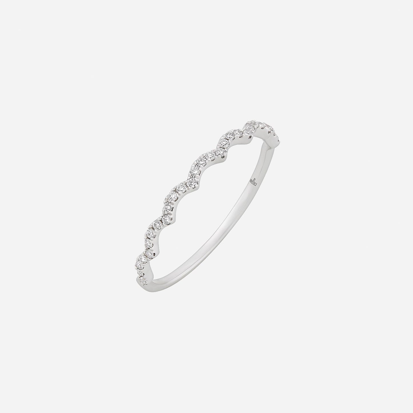 wavy diamond ring in white gold (adiafreestyle0958a)