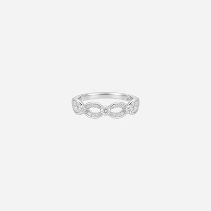 Infinity Grace Diamond Ring in 18K White Gold with small Diamonds in an infinity symbol design. Timeless and delicate.