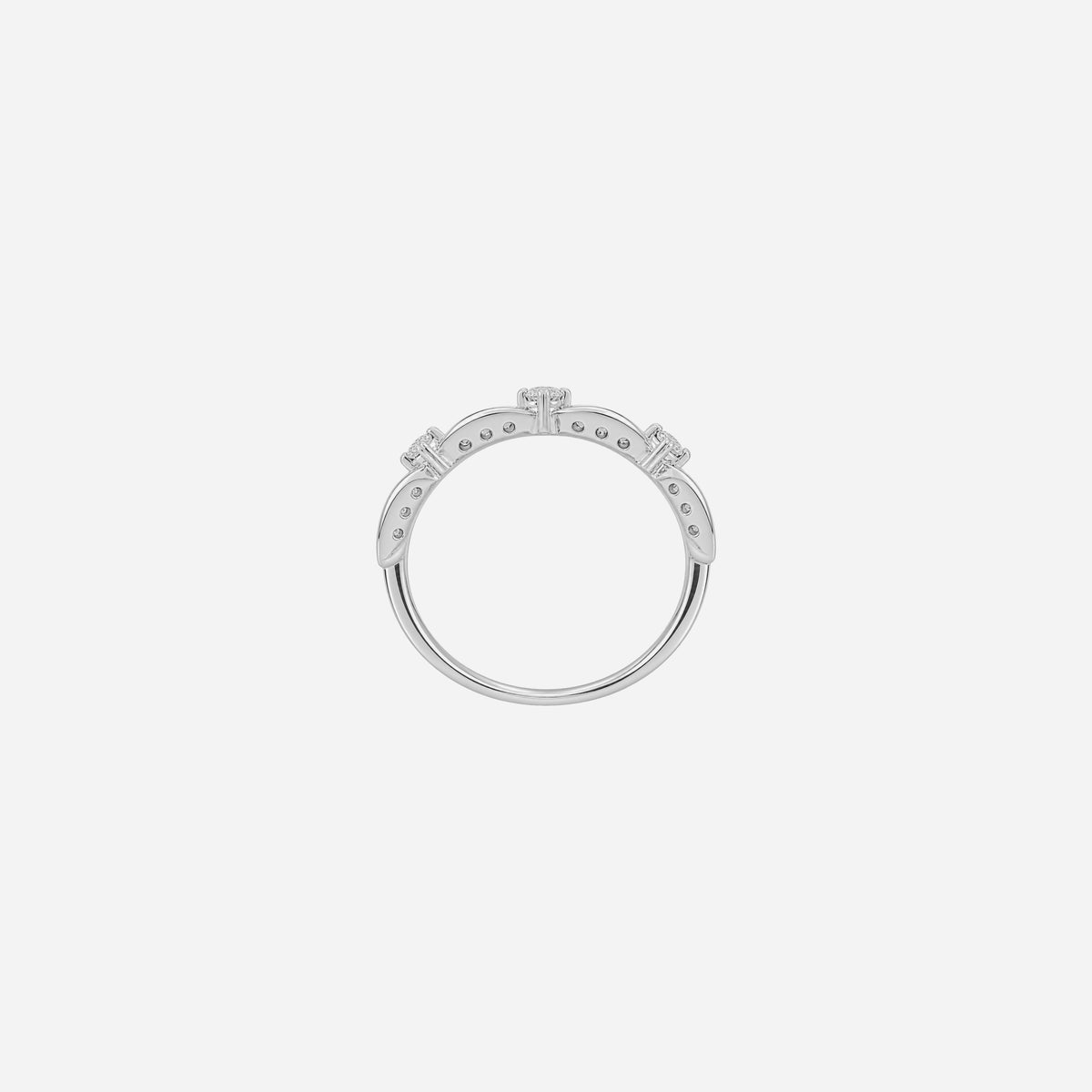 Infinity Grace Diamond Ring in 18K white gold featuring a band of infinity symbols and small diamonds.