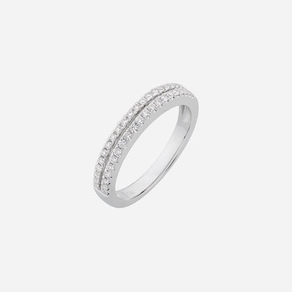 Double Line Diamond Ring in White Gold (ADIASTYLE0832A)
