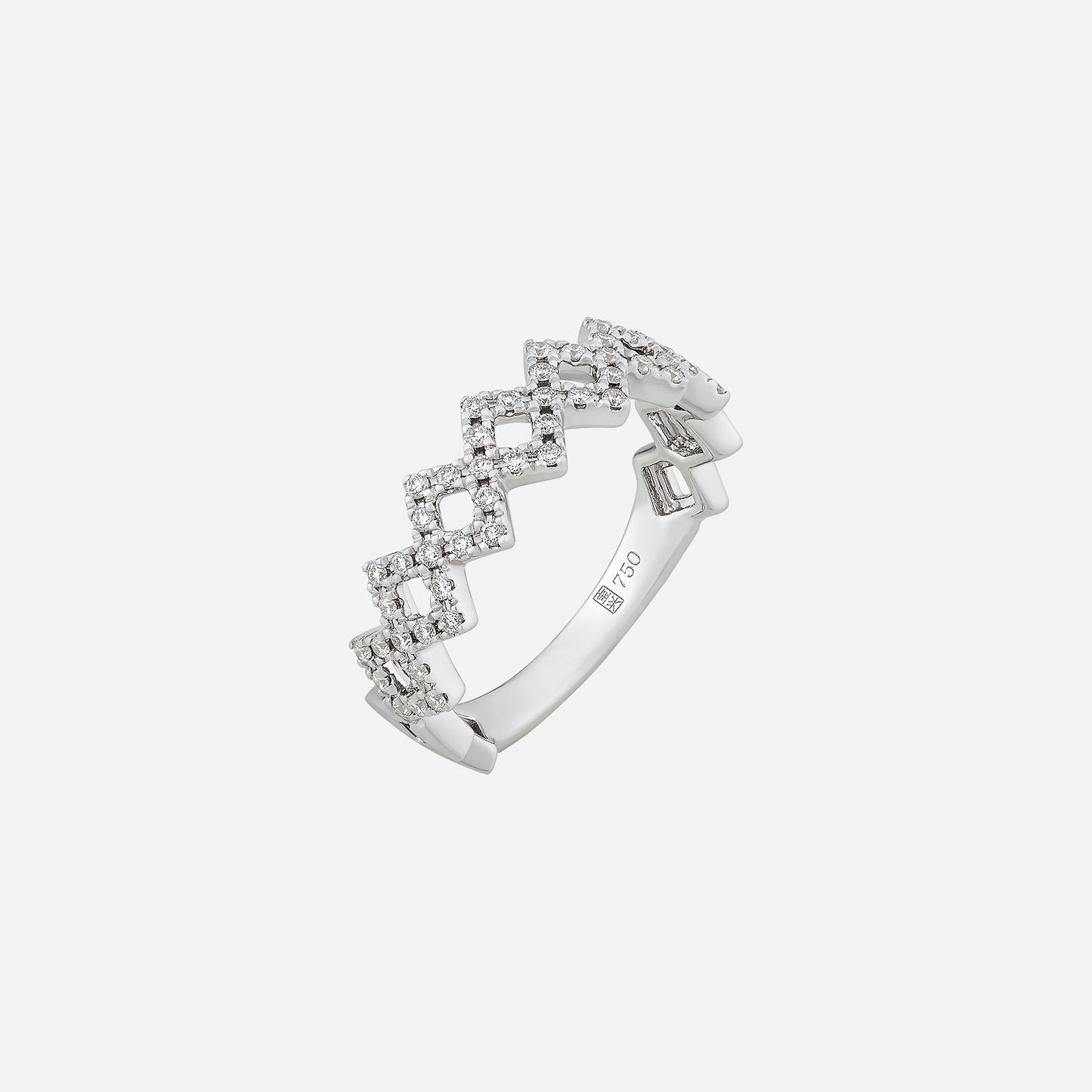 duo linear zigzag diamond ring in white gold (adiastyle0966a)