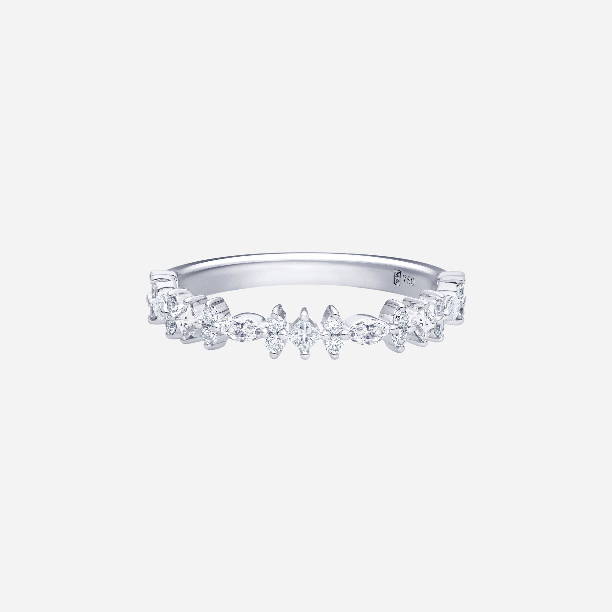 Wreaths of Glory Diamond Ring in 18K white gold with a garland of sparkling diamonds in various cuts.