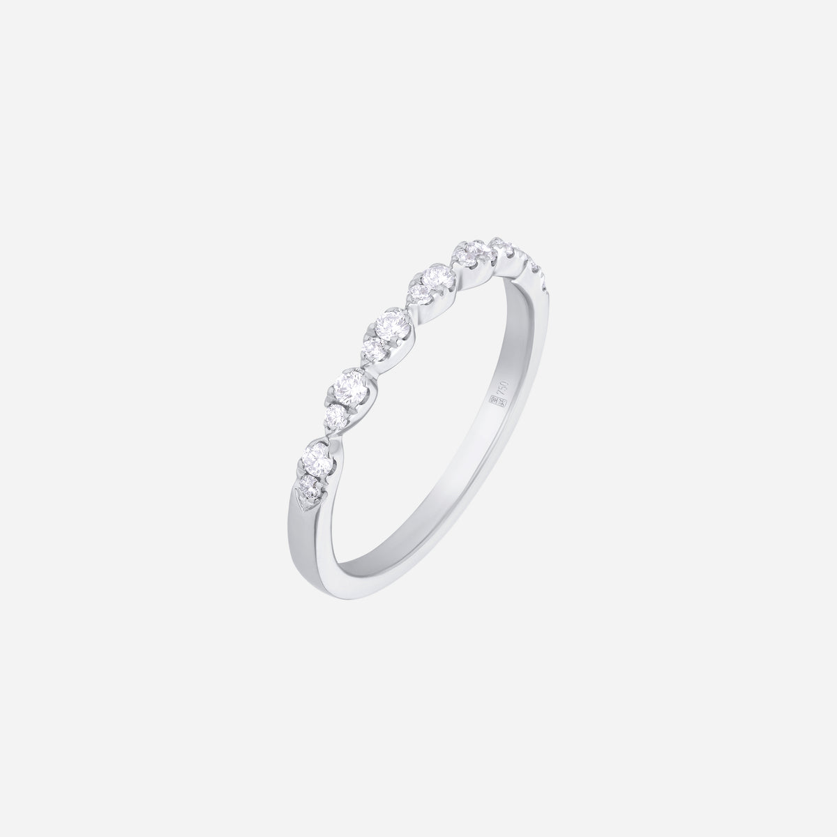 Twilight Shimmer Diamond Ring in 18K white gold with a delicate band and brilliant diamonds for captivating sparkle.