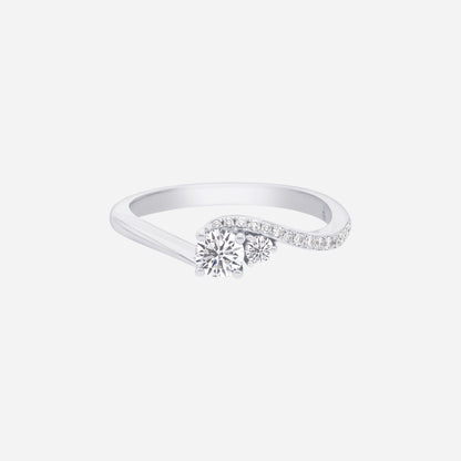 Eternal Sparkle Diamond Ring in white gold with a central diamond and pavé-set diamonds along the band.