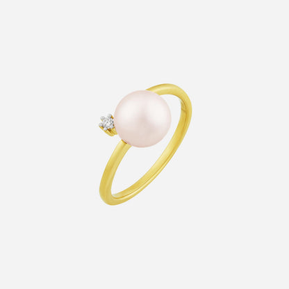 Pearl Ring with Diamond in Yellow White Gold (APRLSTYLE1036A)