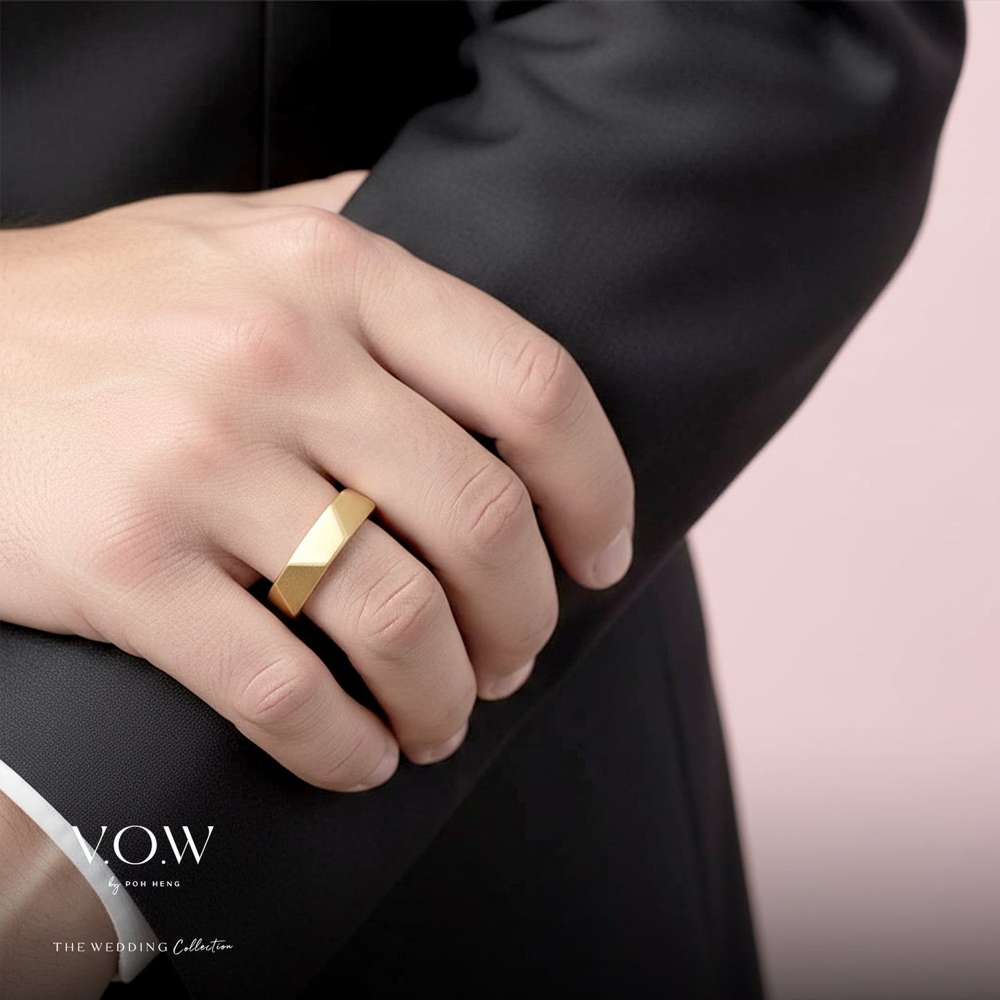 bold yellow gold endless love band with a sleek, geometric design, symbolizing commitment and eternal love.