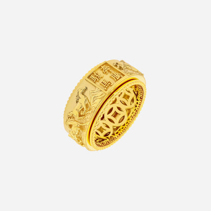 Majestic Gallop Spinning Ring in 22K yellow gold with galloping horse design and intricate detailing.
