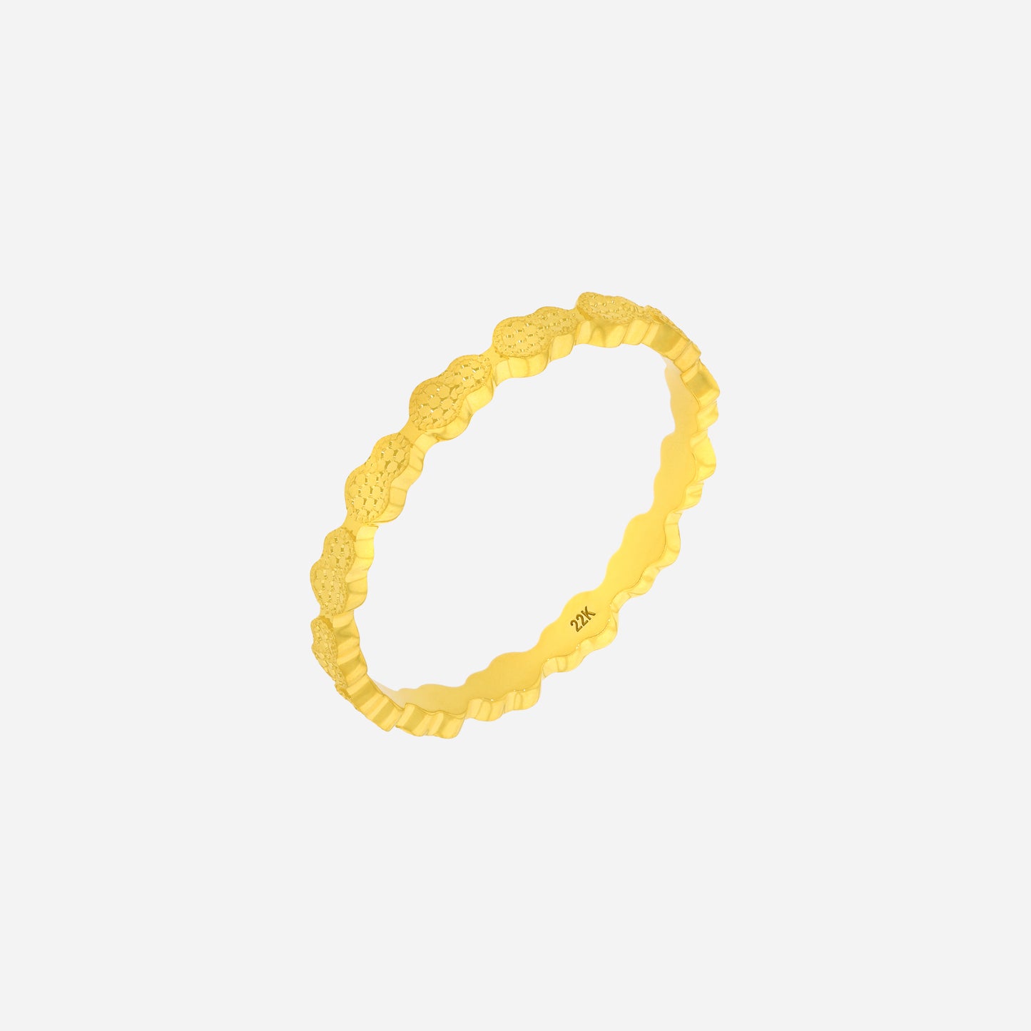 fortune link gourd ring in 22k yellow gold with sculpted gourd motifs and seamless circle design.
