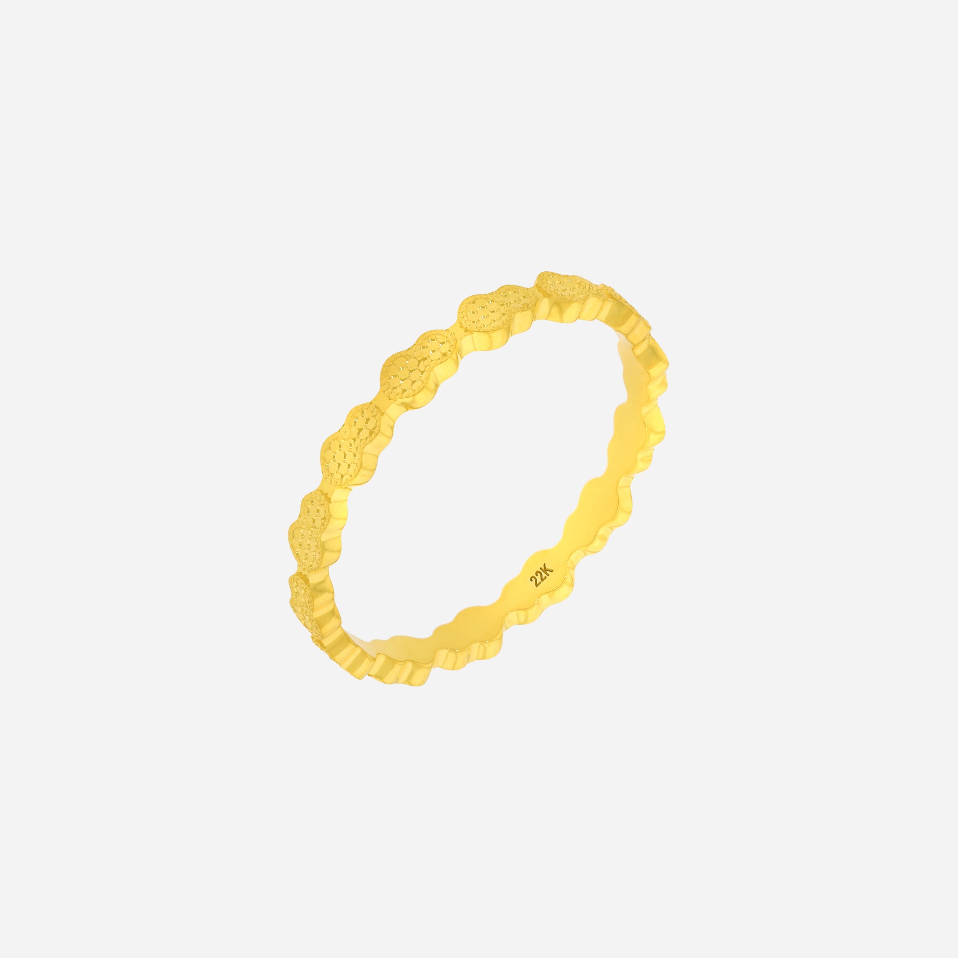 Fortune Link Gourd Ring in 22K yellow gold with sculpted gourd motifs and seamless circle design.