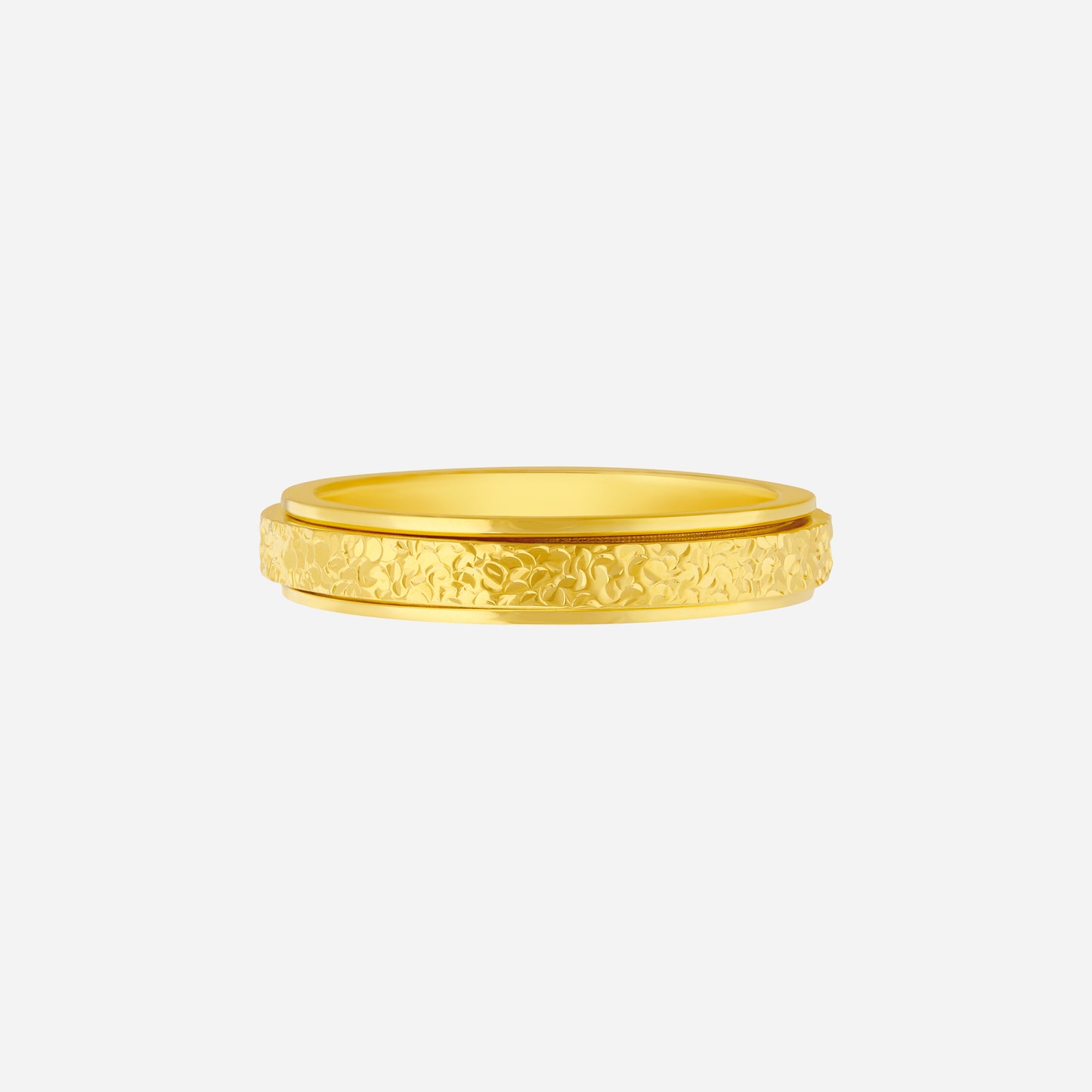 radiance spinning ring in 22k yellow gold with textured floral design for elegant motion and timeless style.