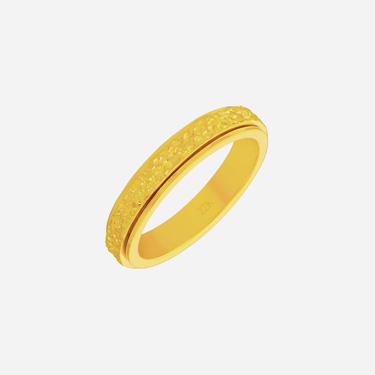 radiance spinning ring in 22k yellow gold with a textured design for timeless elegance and gentle motion.