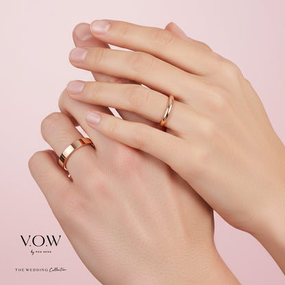 Rose gold Infinite Love band with a smooth, curved surface, showcased on hands for an elegant and timeless look.