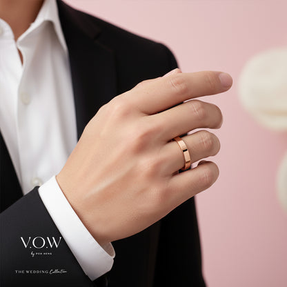 18K rose gold Everlasting Love band featuring a sleek, flat design, ideal for any occasion.