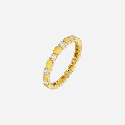 Dazzle Eternity Diamond Band in 18K yellow gold with round diamonds and sleek gold design. Perfect for elegant stacking.