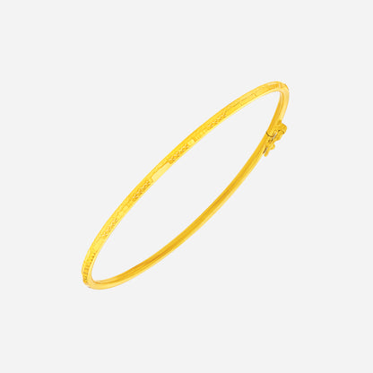 Crafted Shine Bangle in 22K Yellow Gold with textured detailing and a slim profile for understated elegance.
