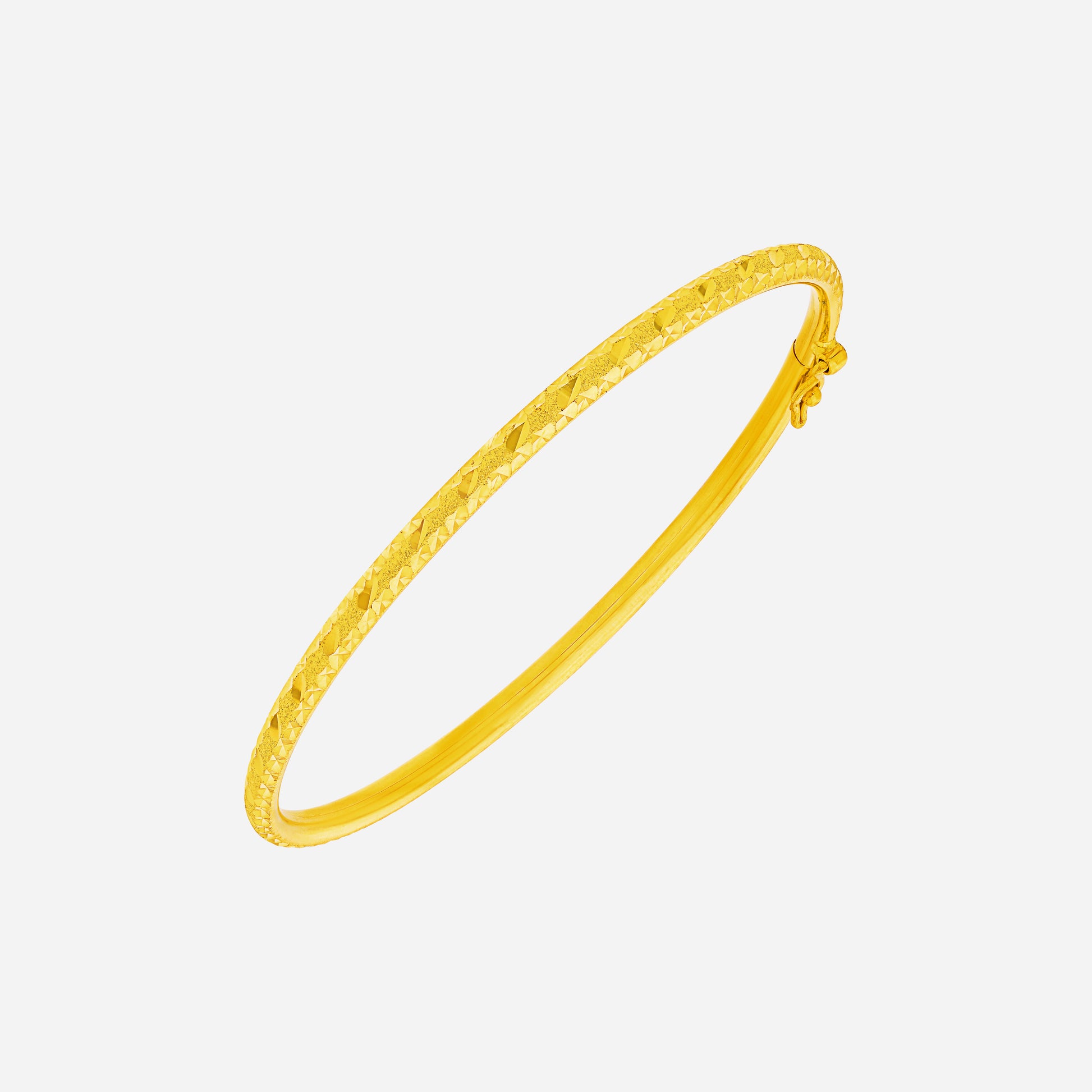 Crafted Bling Bangle in 22K yellow gold with intricate texture and brilliant shine, perfect for elegant styling.