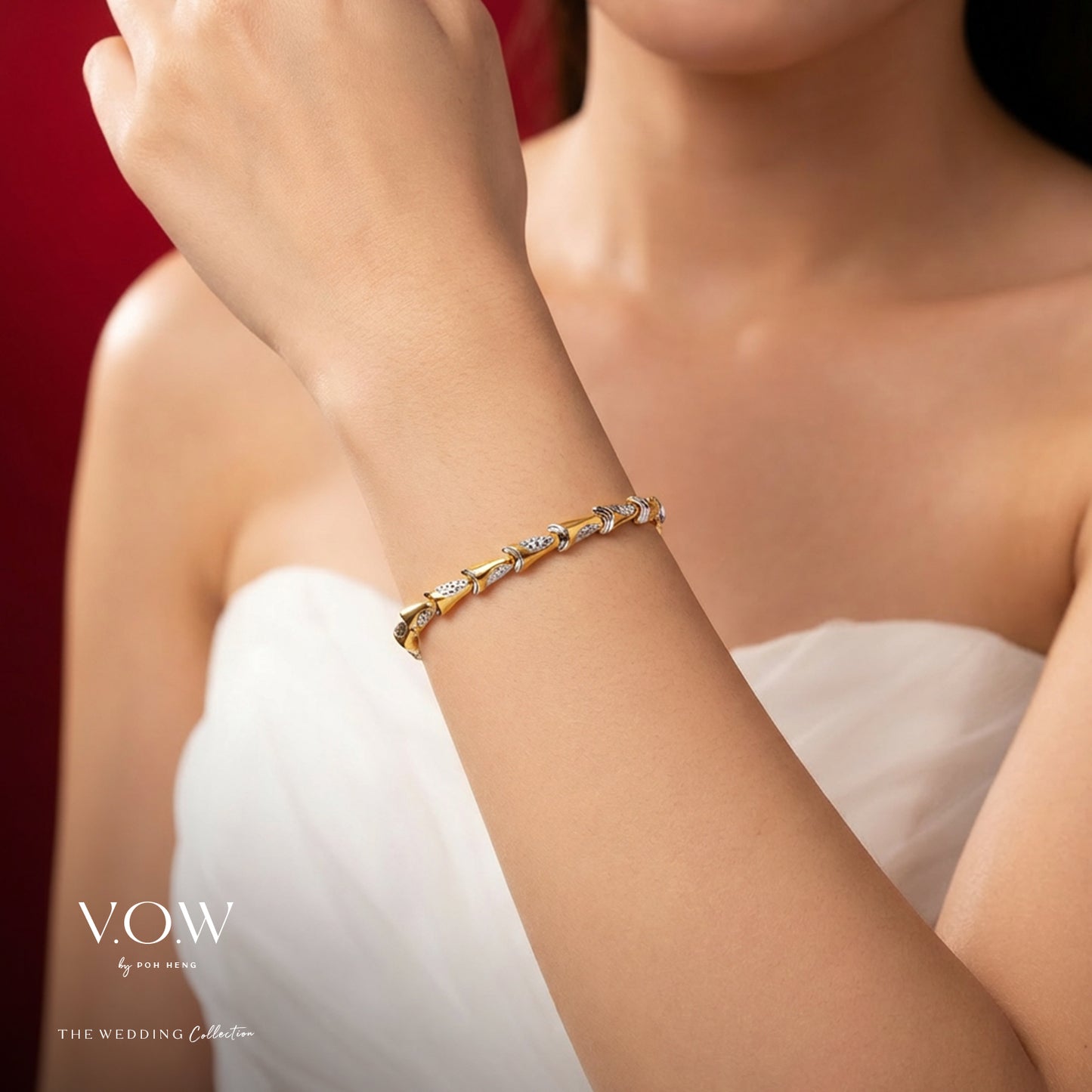 perpetual affection bracelet in 22k yellow and white gold with modern design and elegant links. perfect for couples.
