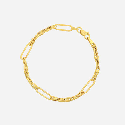 Belcher bead chain bracelet in 22K yellow gold with beaded and elongated link design for a stylish, modern look.