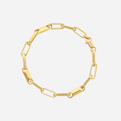 Loop Link Bracelet in 22K yellow gold with elongated rectangular links, showcasing an elegant and bold design.
