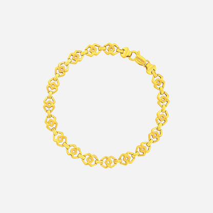 Geometric Link Bracelet in 22K yellow gold with chunky oval links and rope-style detailing.
