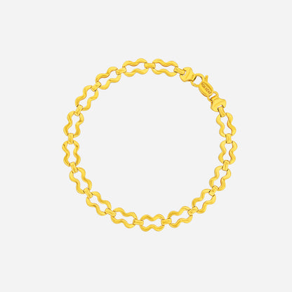 Radiant Link Bracelet in 22K yellow gold with rounded oval links and double-bar connectors, perfect for everyday elegance.