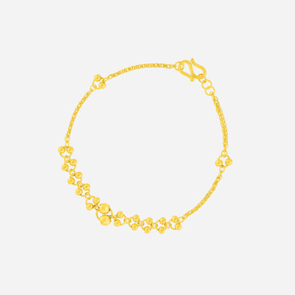 Beaded Link Loop Bracelet in 24K yellow gold with polished beads and delicate looping links for an elegant look.