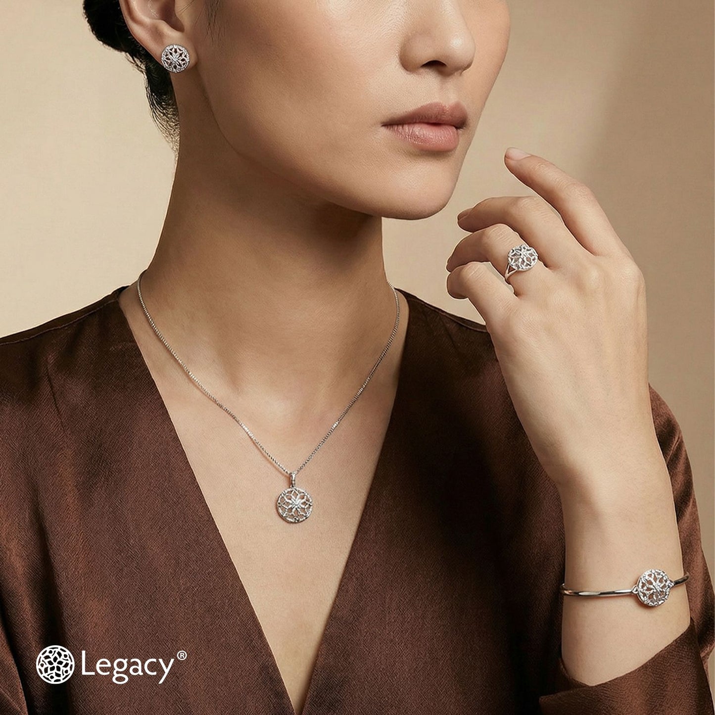 legacy peony diamond bracelet in white gold (edialegacy0743a)