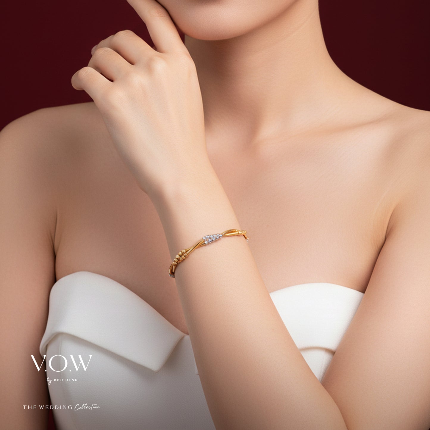 beads of love bracelet in 22k yellow and white gold with elegant bead design and sparkling gemstones.