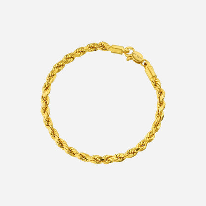 Rope bracelet in 22K yellow gold with a twisted design, perfect for stacking or wearing solo.