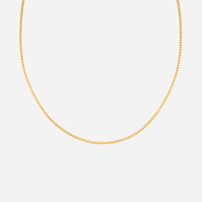 Box Chain Necklace in 22K Yellow Gold with finely linked square sections, elegant for everyday wear.