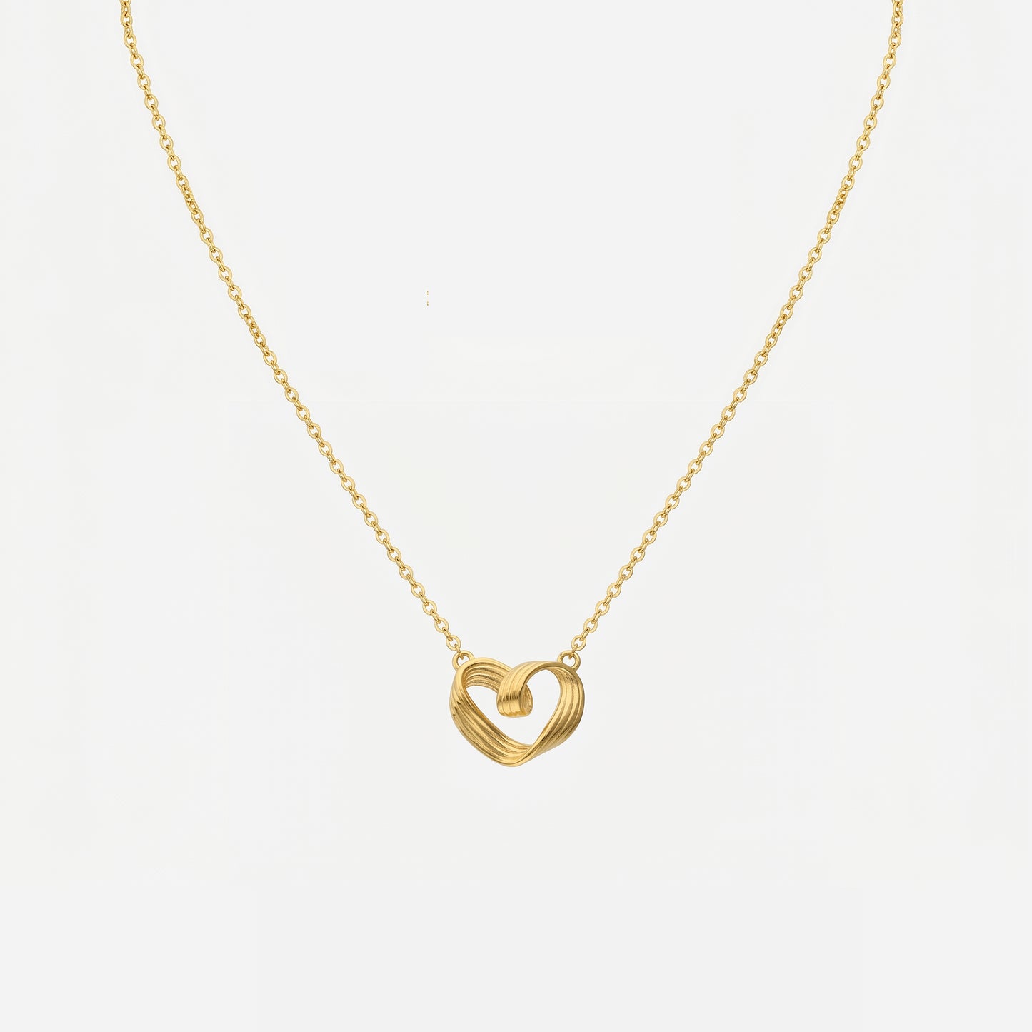 weave heart necklace in 22k yellow gold, featuring intricate weaving and a delicate chain design.