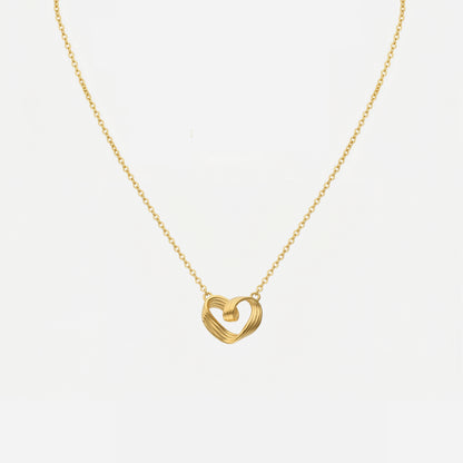 Weave heart necklace in 22K yellow gold, featuring intricate weaving and a delicate chain design.