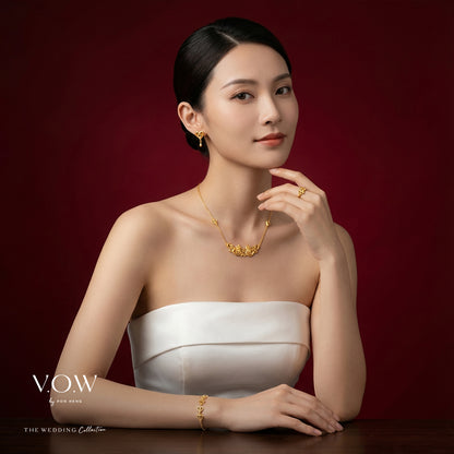 Double Phoenix Necklace in 24K Yellow Gold featuring intricate design symbolizing happiness and blessings.