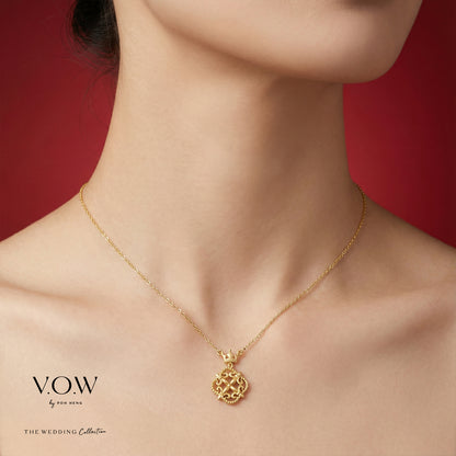 Elegant yellow gold necklace with intricate floral design, perfect for wedding celebrations.