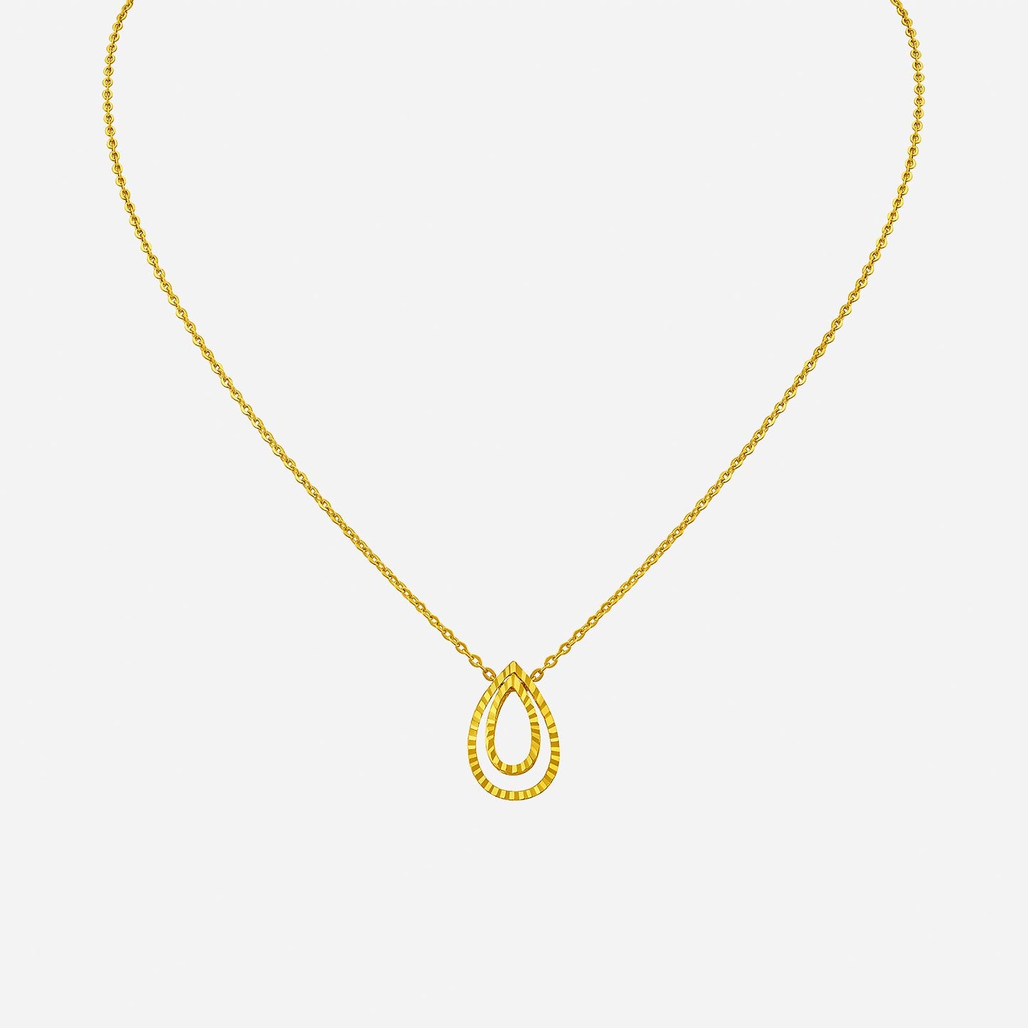 24k yellow gold layered dewdrops necklace with a delicate teardrop pendant design for elegant sophistication.