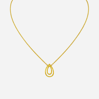 24K Yellow Gold Layered Dewdrops Necklace with a delicate teardrop pendant design for elegant sophistication.