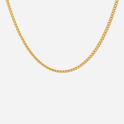 Dainty curb chain necklace in 22K yellow gold, featuring a classic and elegant design for versatile styling.