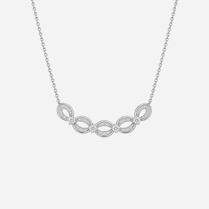 Infinity Grace Diamond Necklace in 18K White Gold with interlocking diamond-set links, elegant and sleek design.
