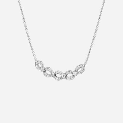 Infinity Grace Diamond Necklace in 18K white gold featuring diamond-set infinity links with a delicate chain design.