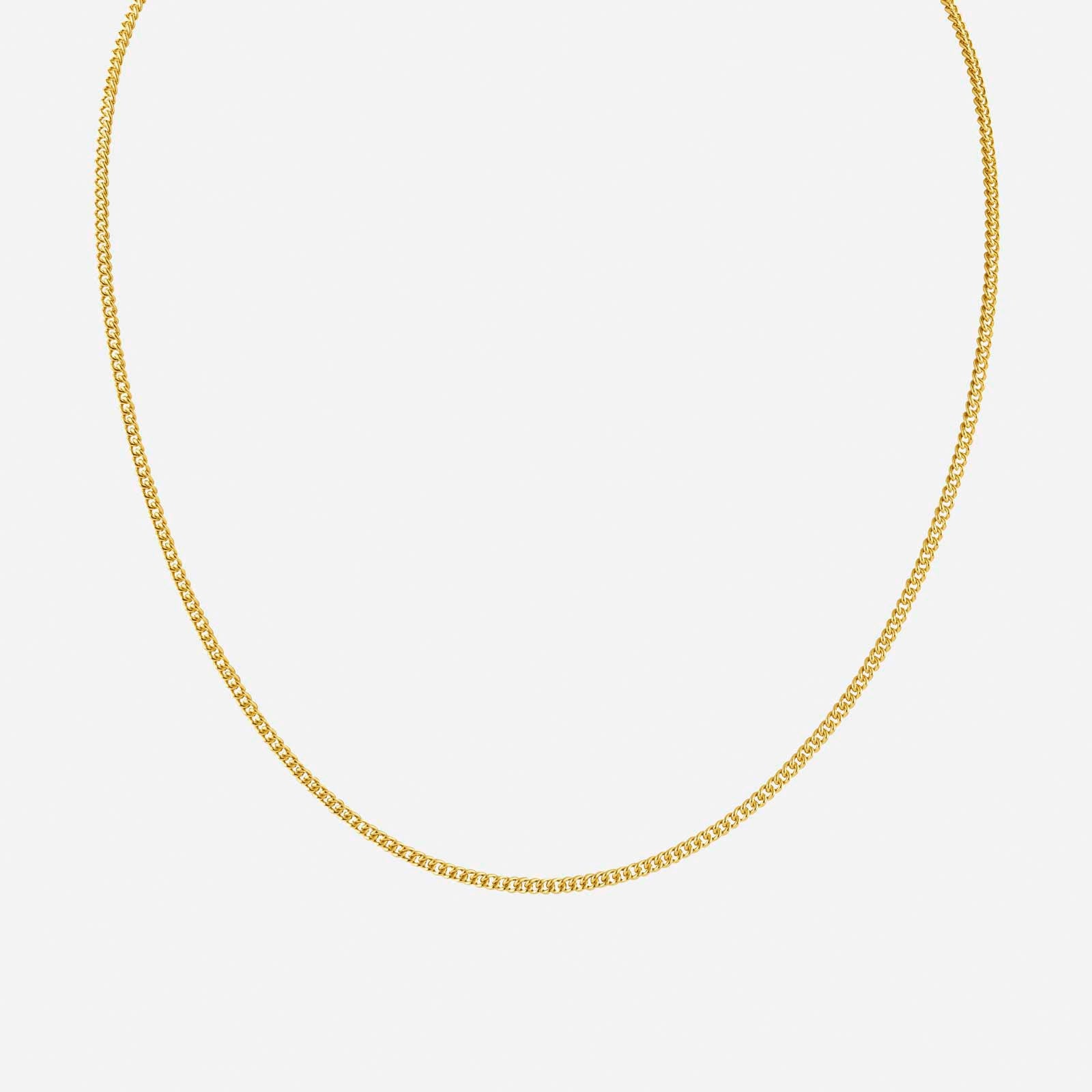24K Yellow Gold single link chain necklace with a delicate and timeless design, perfect for any occasion.