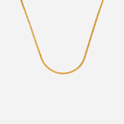Classic wheat chain in 22K yellow gold with a twisted design, perfect for pendants or standalone wear.