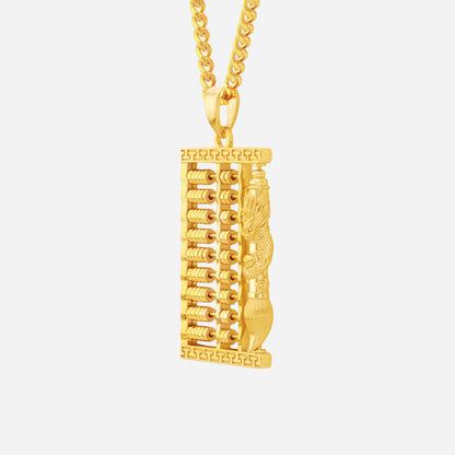 Dragon Abacus Pendant in 22K Yellow Gold featuring a sculpted dragon and detailed abacus design. Chain sold separately.