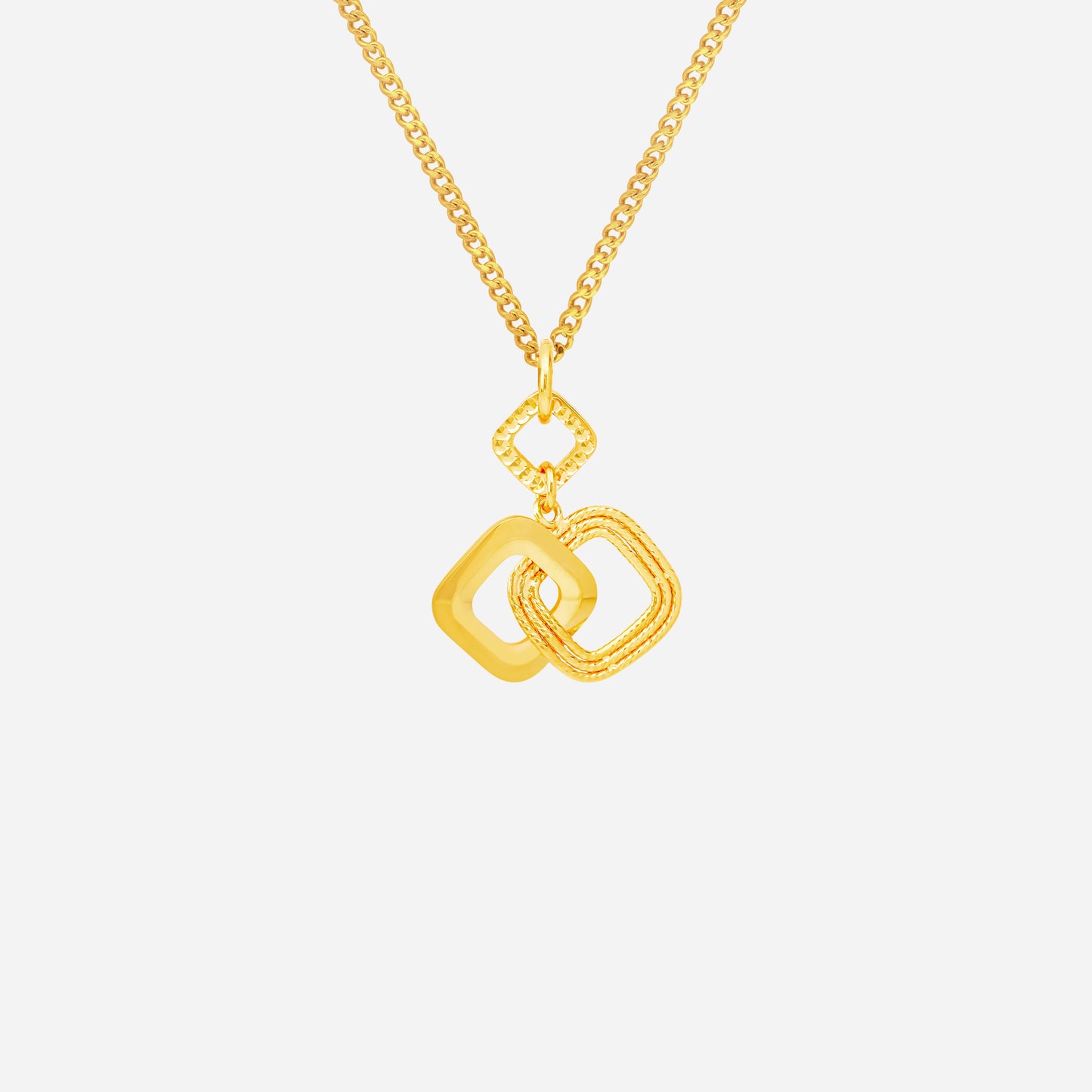 eternal link pendant in 22k yellow gold with interlocking textured forms for a contemporary design.