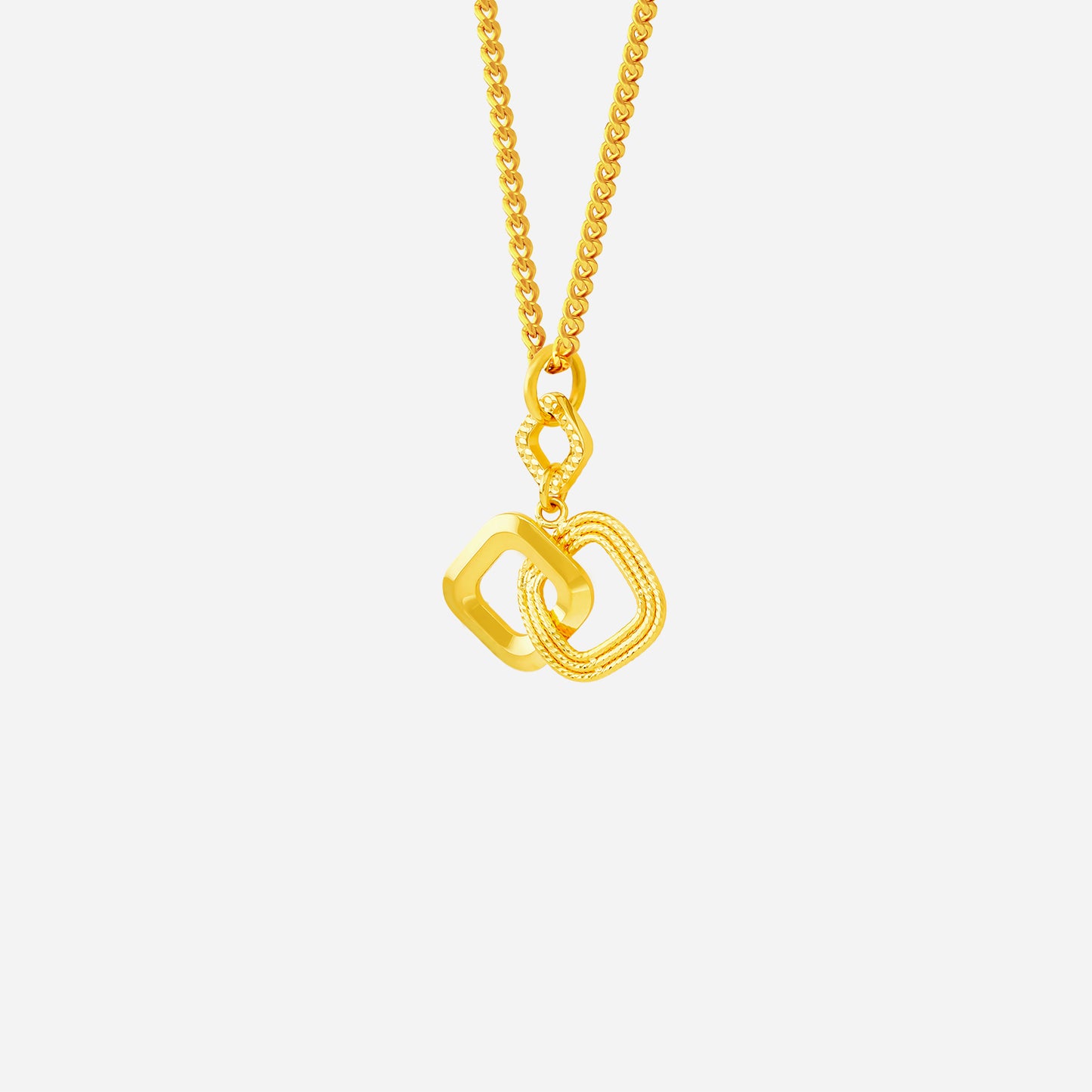 eternal link pendant in 22k yellow gold featuring interlocking textured shapes for a modern and timeless design.