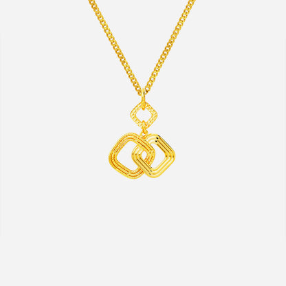 Eternal Link Pendant in 22K yellow gold with bold interlocking textured shapes, showcasing modern elegance.